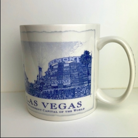 2007 Starbucks 18 Fl Oz Las Vegas Nevada ARCHITECTURE SERIES Blue & White Mug - Picture 1 of 8